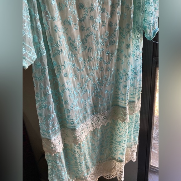 Gypsy 05 Crochet Lace Eyelet Beach Dress Tie Cold Shoulder - Picture 12 of 17